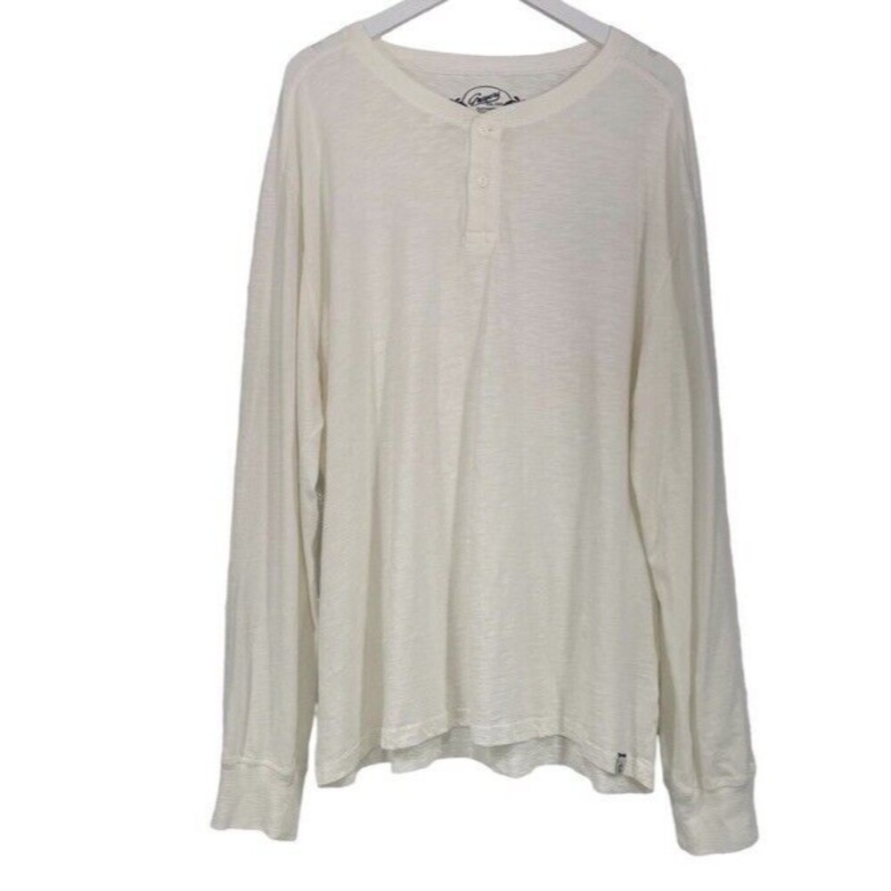 Grayers Men's Copper Slub Henley 100% Cotton Antique White Casual Nice XXL EUC